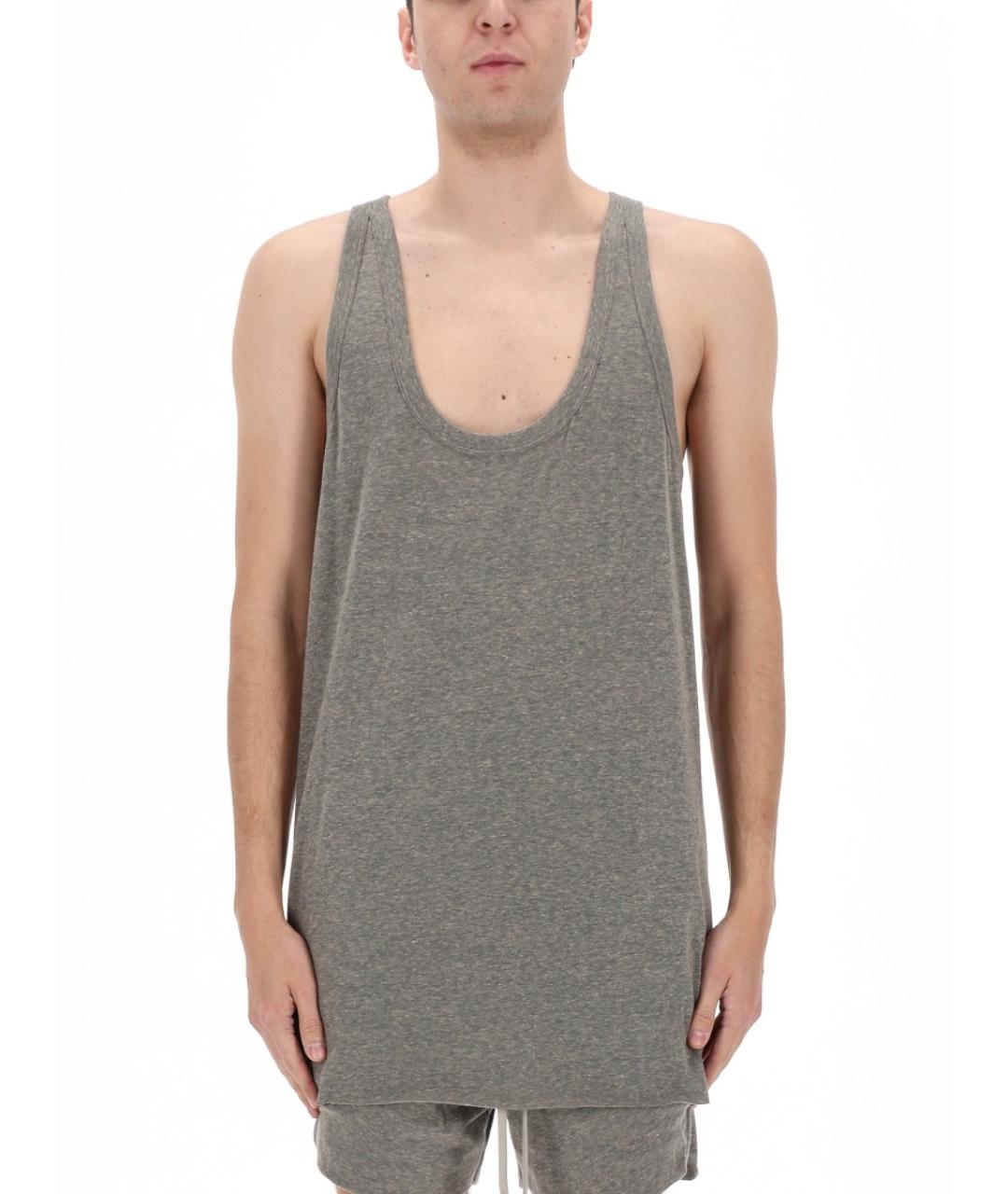 RICK OWENS Серая хлопковая майка, фото 4