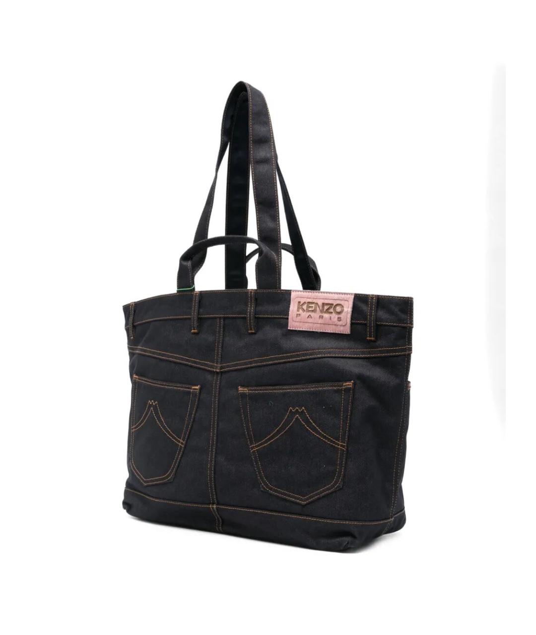 KENZO Темно-синяя тканевая сумка тоут, фото 5