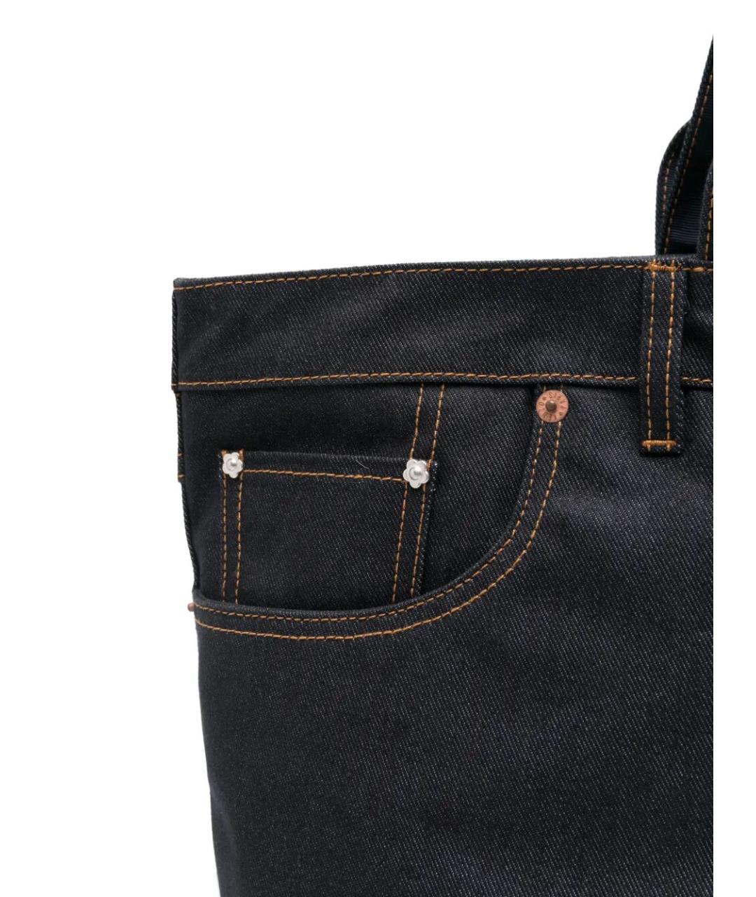 KENZO Темно-синяя тканевая сумка тоут, фото 4