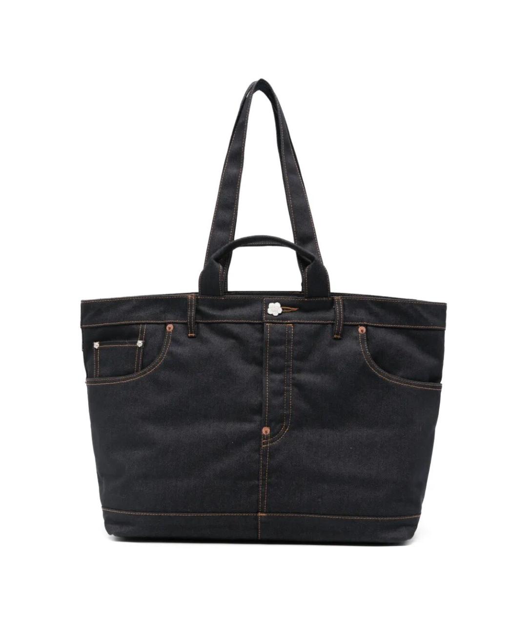 KENZO Темно-синяя тканевая сумка тоут, фото 1