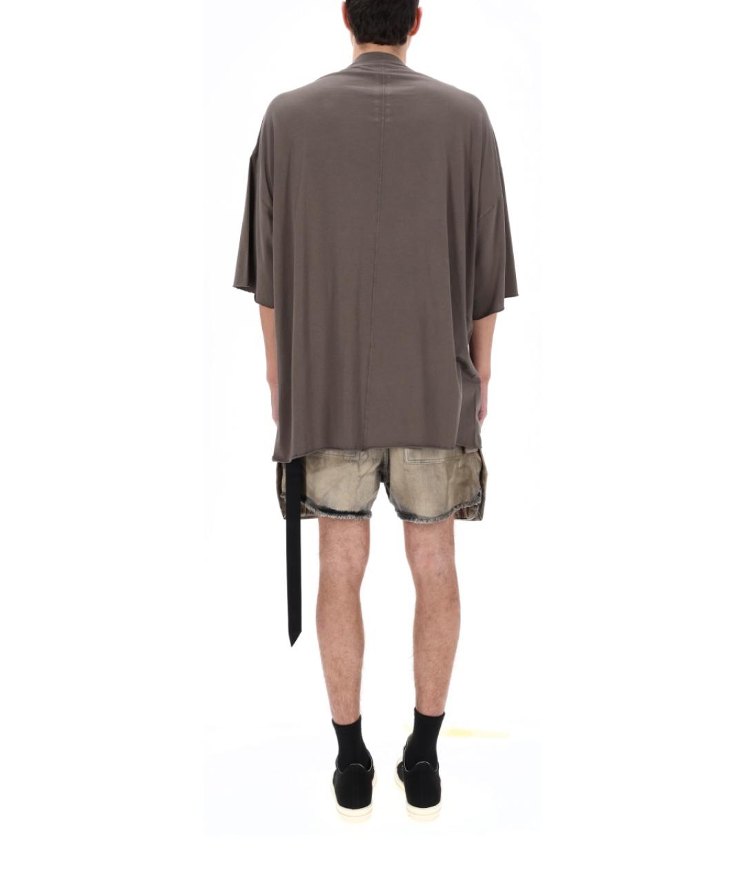 RICK OWENS DRKSHDW Коричневая хлопковая футболка, фото 3