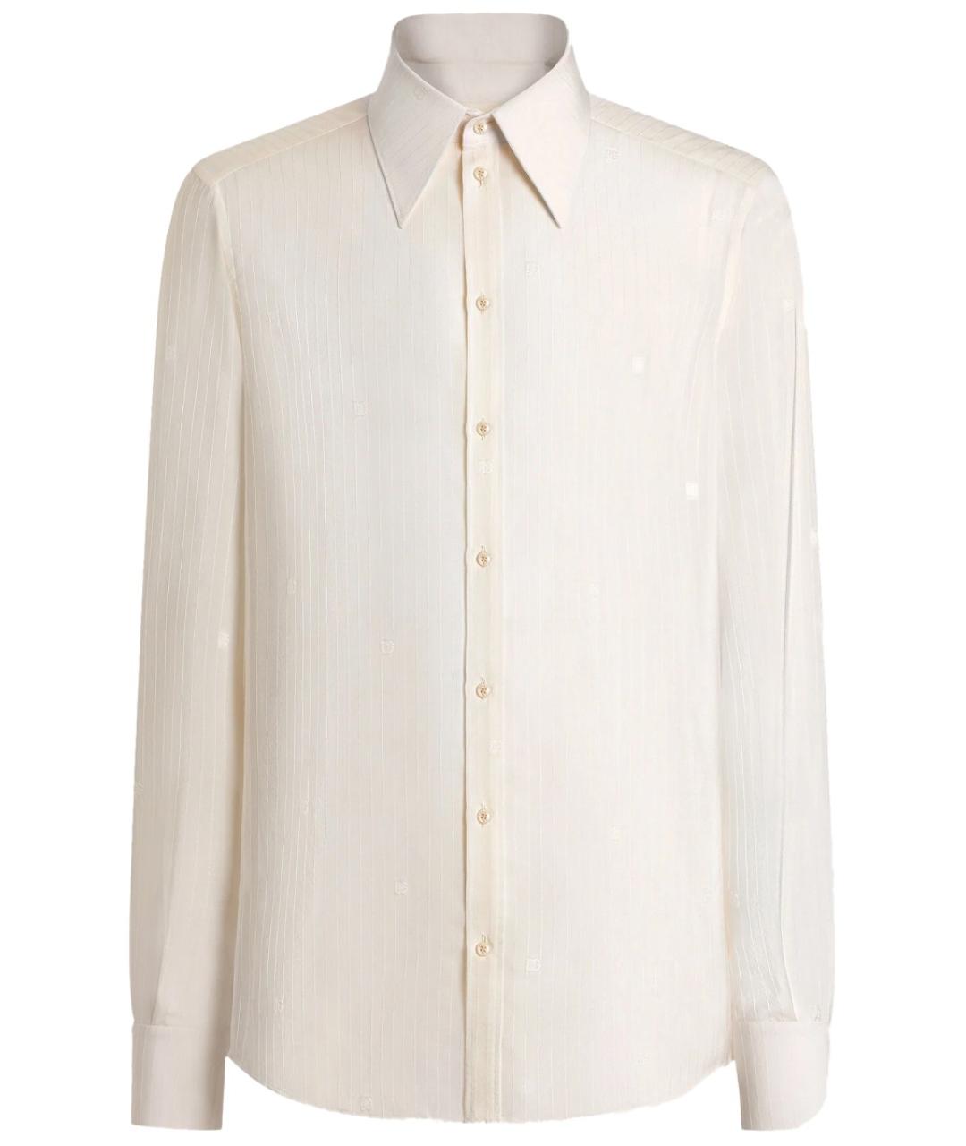DOLCE&GABBANA Белая шелковая классическая рубашка, фото 1
