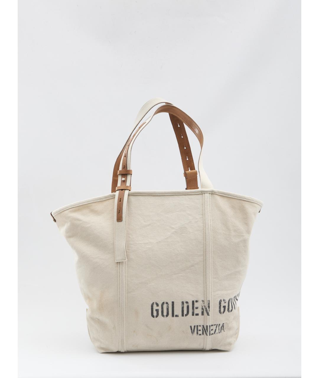 GOLDEN GOOSE DELUXE BRAND Бежевая тканевая сумка тоут, фото 5