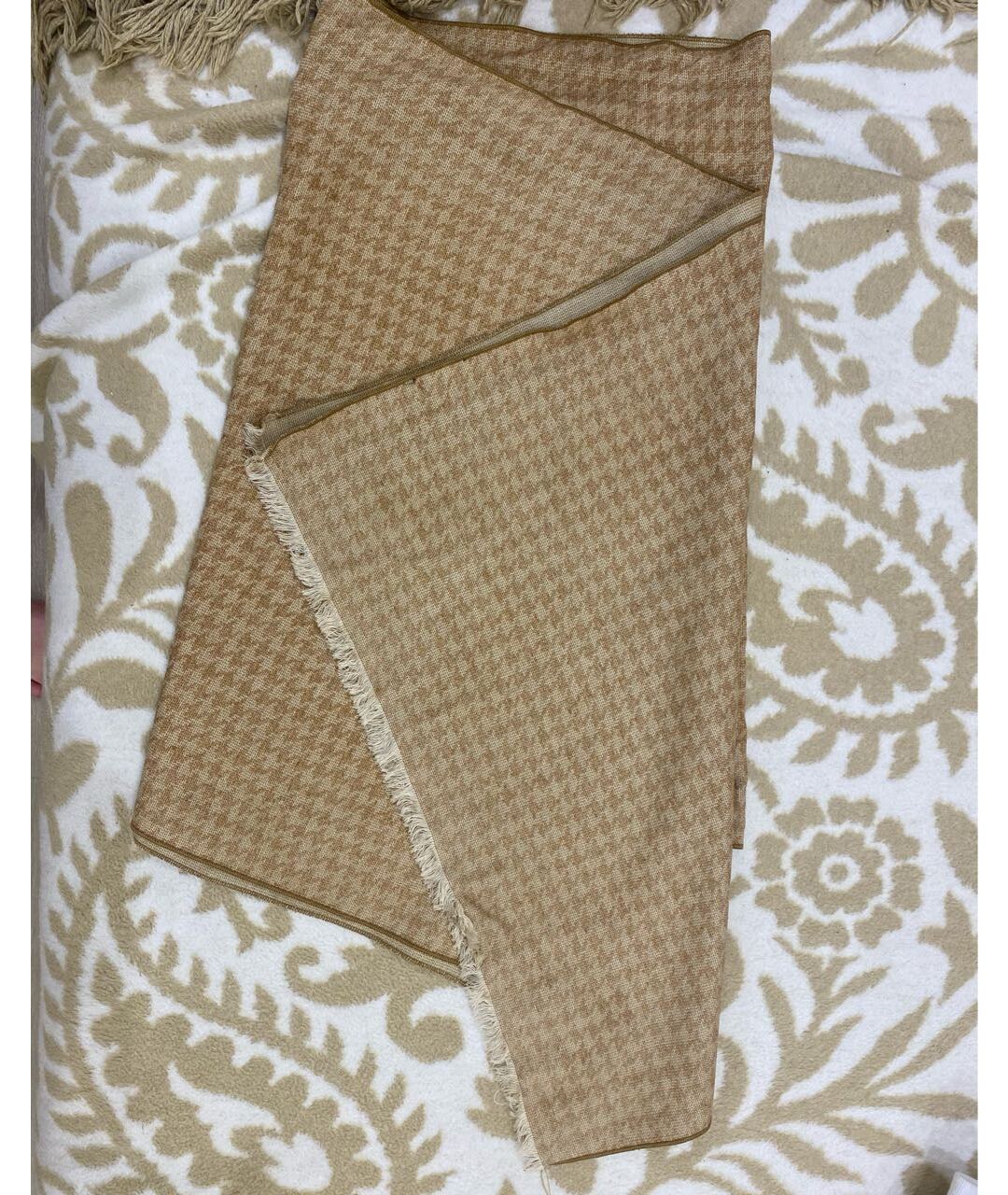 KITON Горчичный шерстяной шарф, фото 4