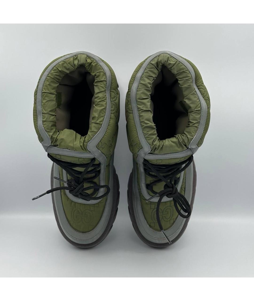 GUCCI Хаки текстильные высокие ботинки, фото 3