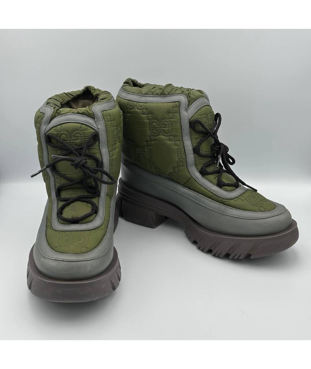 GUCCI Хаки текстильные высокие ботинки, фото 4