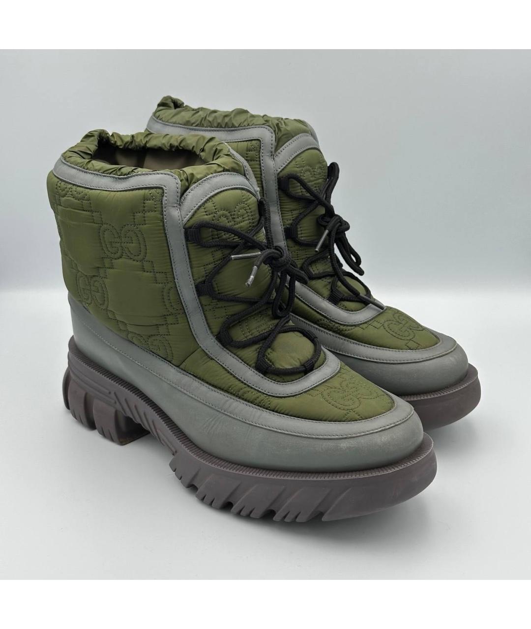 GUCCI Хаки текстильные высокие ботинки, фото 2