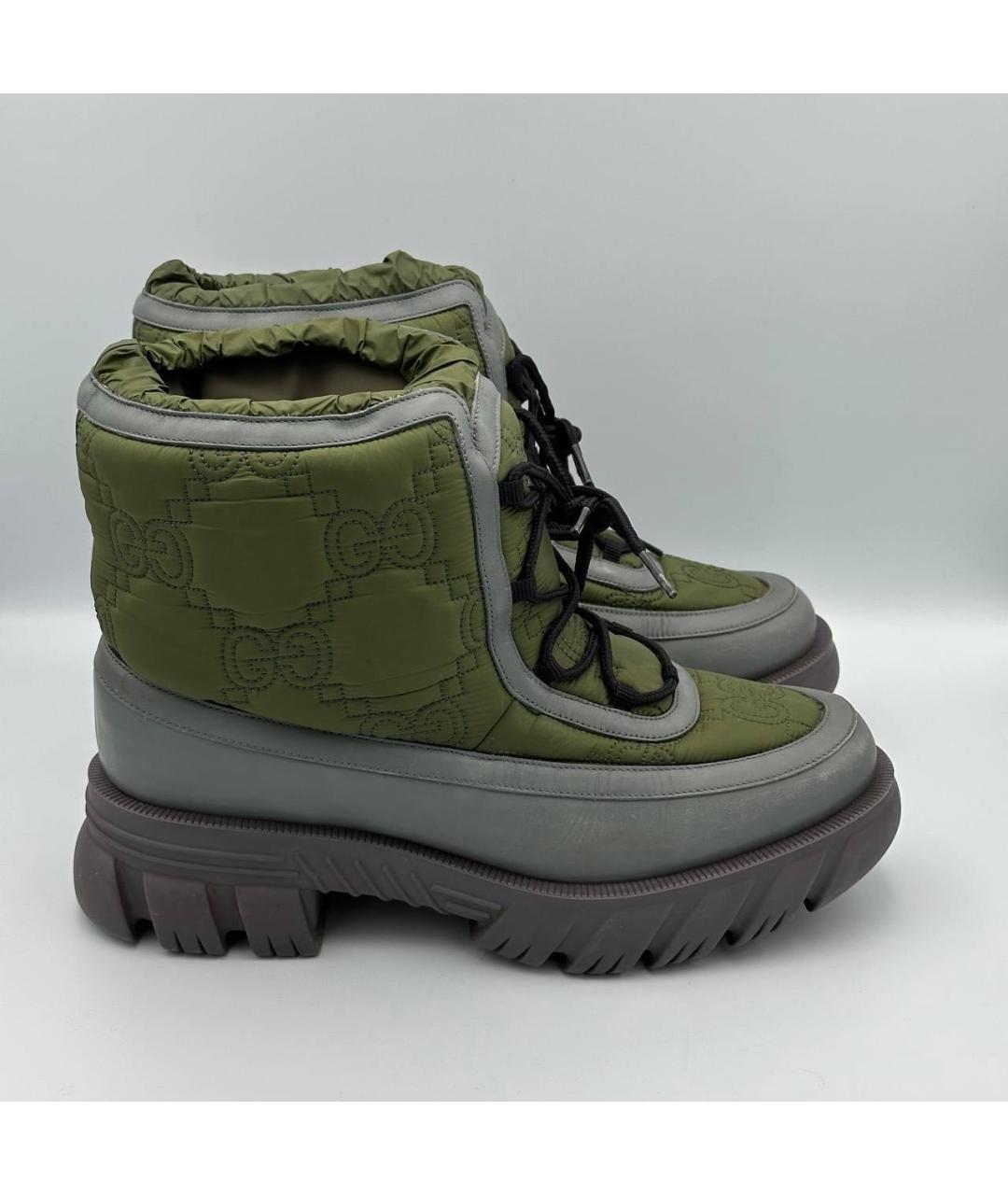GUCCI Хаки текстильные высокие ботинки, фото 6