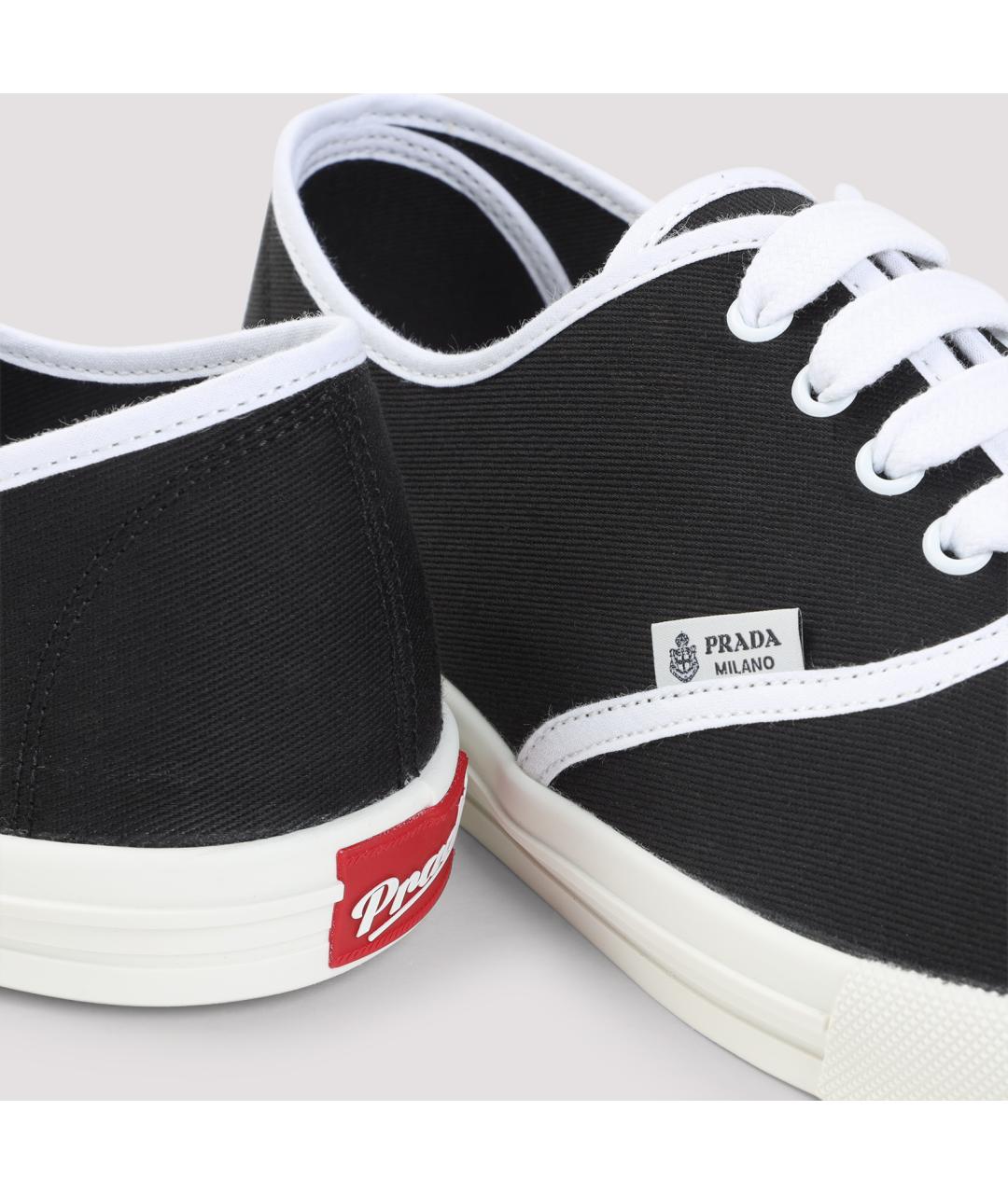 PRADA Черные текстильные низкие кроссовки / кеды, фото 4