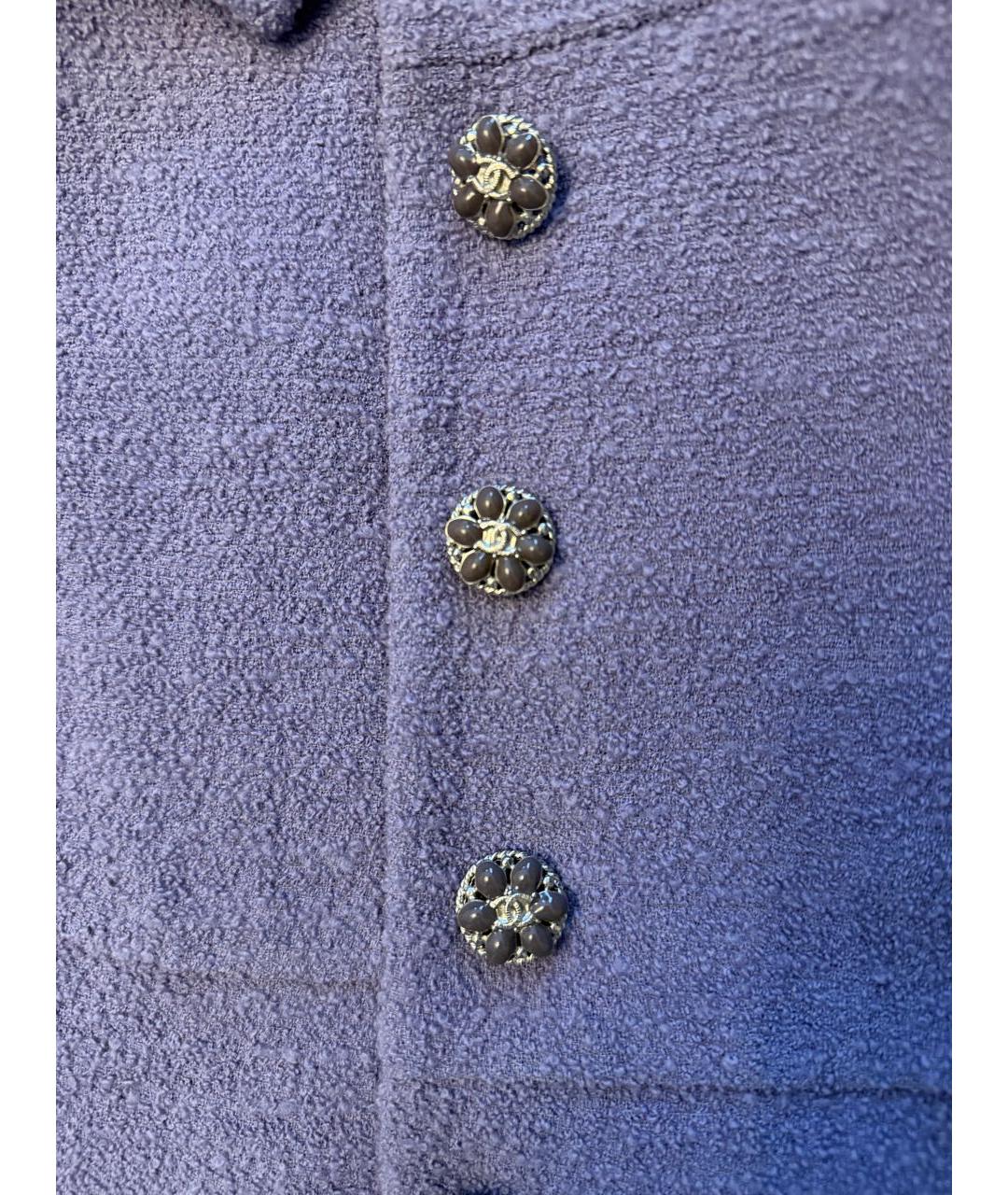 CHANEL Фиолетовый шерстяной жакет/пиджак, фото 4