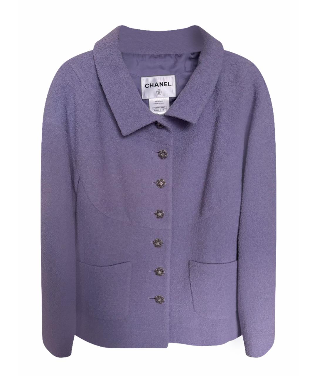 CHANEL Фиолетовый шерстяной жакет/пиджак, фото 1