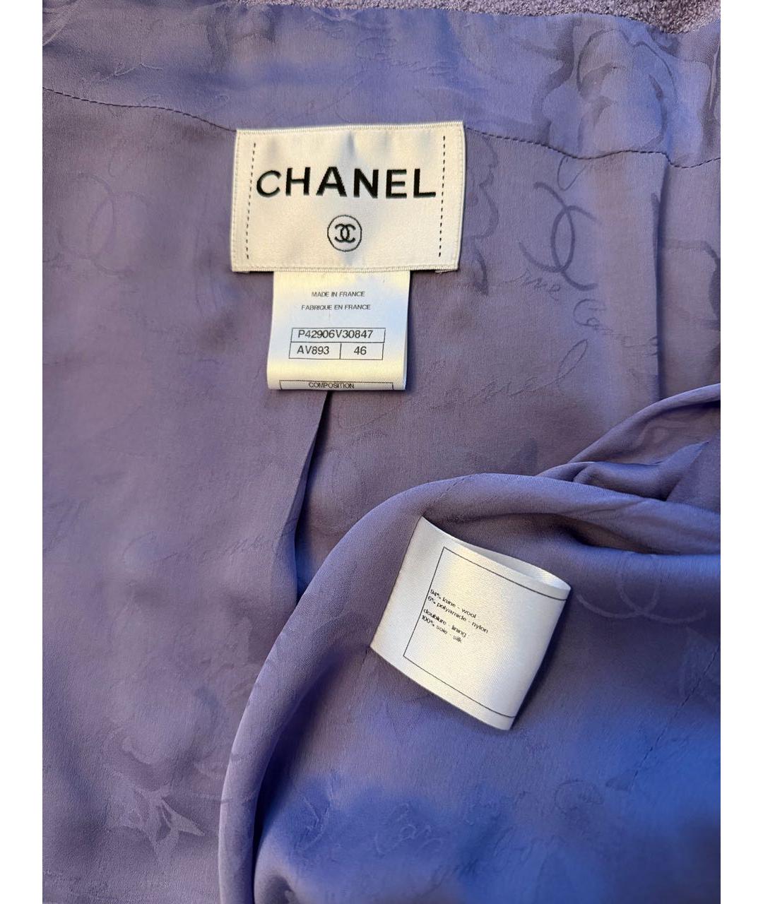 CHANEL Фиолетовый шерстяной жакет/пиджак, фото 3