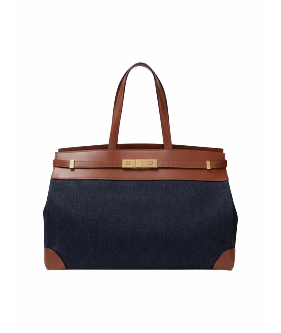 SAINT LAURENT Темно-синяя деним сумка тоут, фото 1