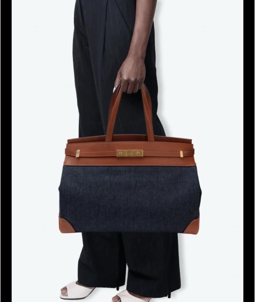 SAINT LAURENT Темно-синяя деним сумка тоут, фото 9