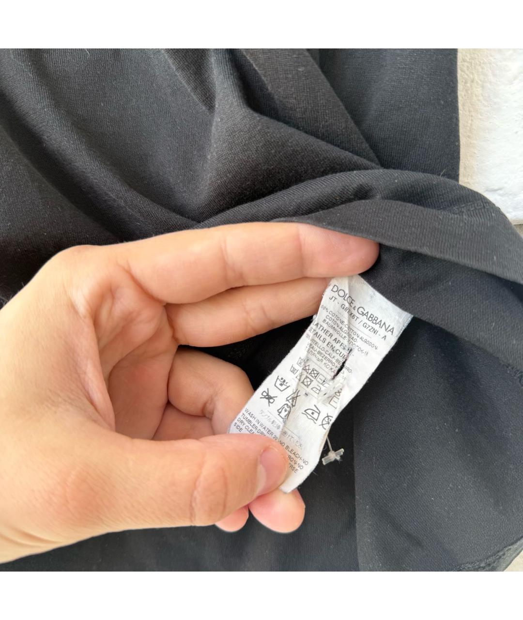 DOLCE&GABBANA Черная хлопковая футболка, фото 4