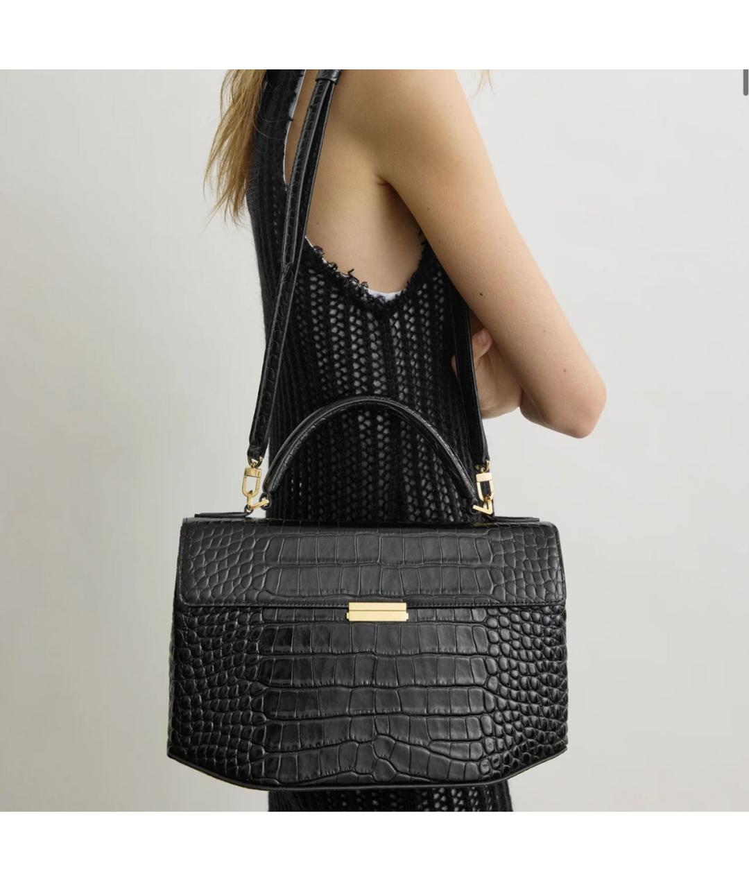 TOTEME Черная сумка с короткими ручками из лакированной кожи, фото 2