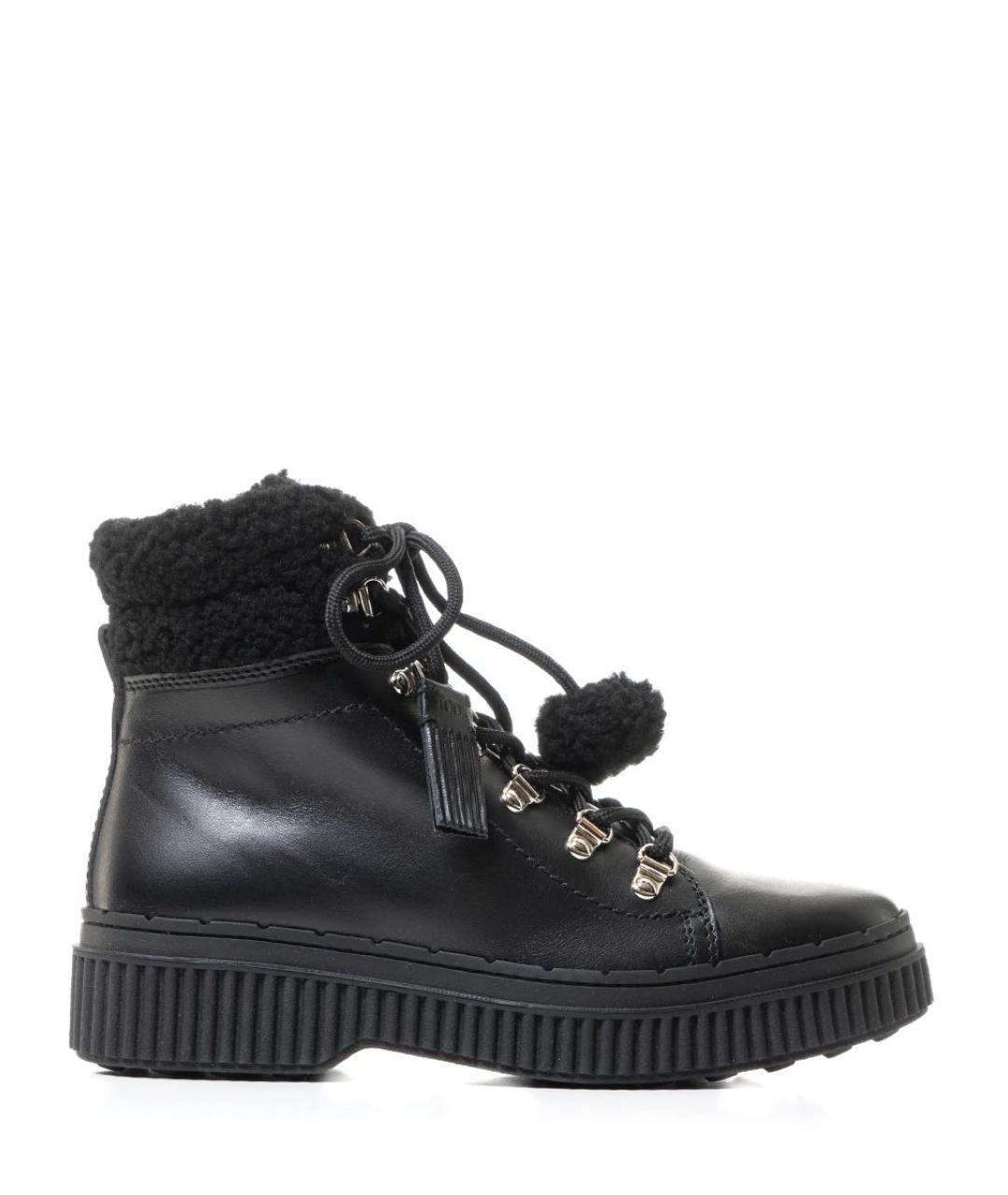 TOD'S Черные кожаные ботинки, фото 1