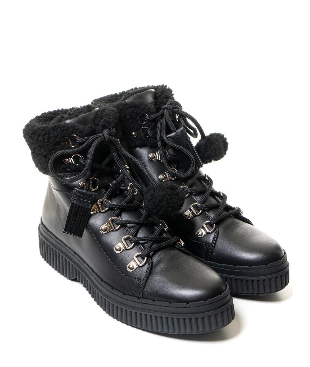 TOD'S Черные кожаные ботинки, фото 2