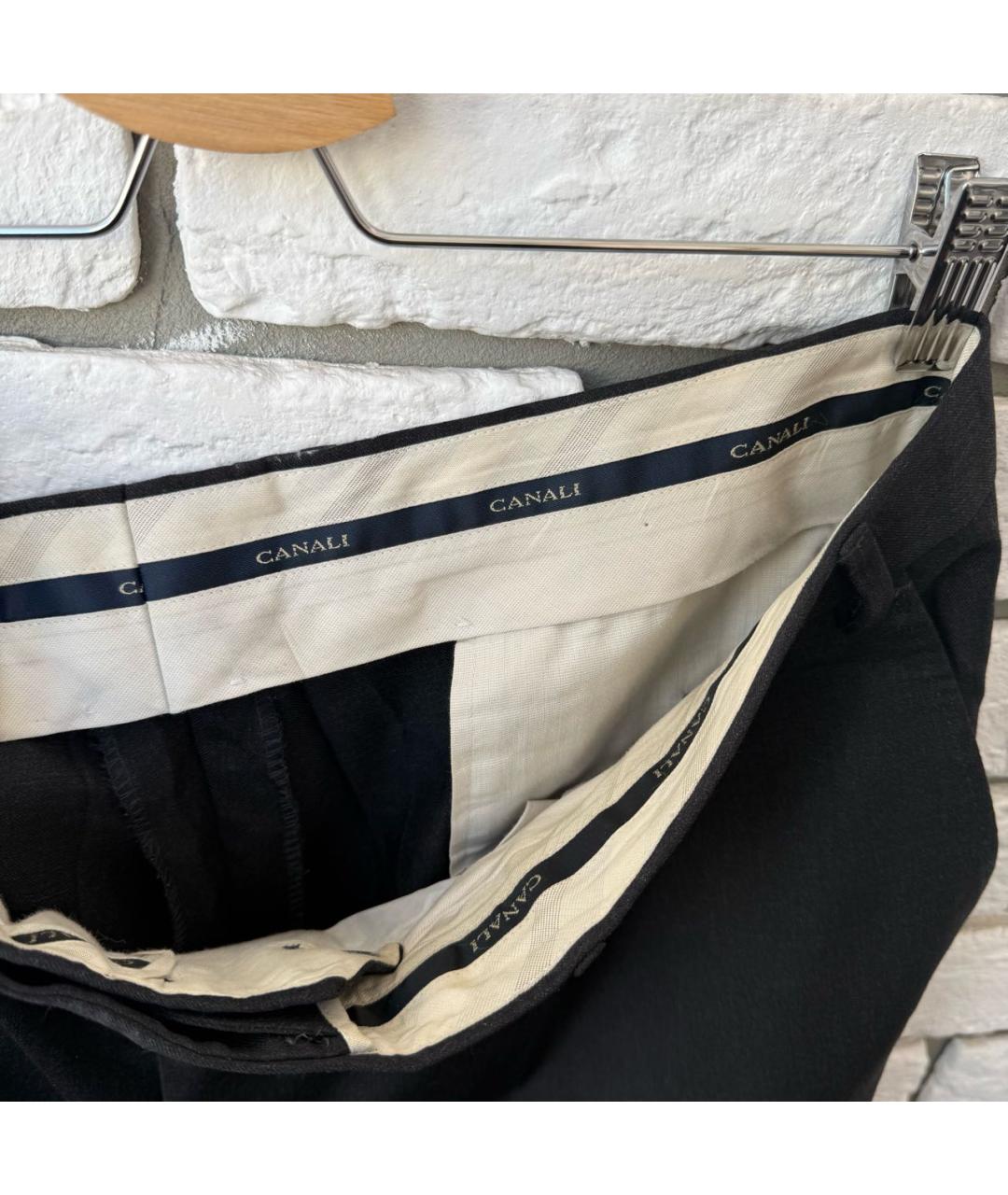 CANALI Черные шерстяные классические брюки, фото 2