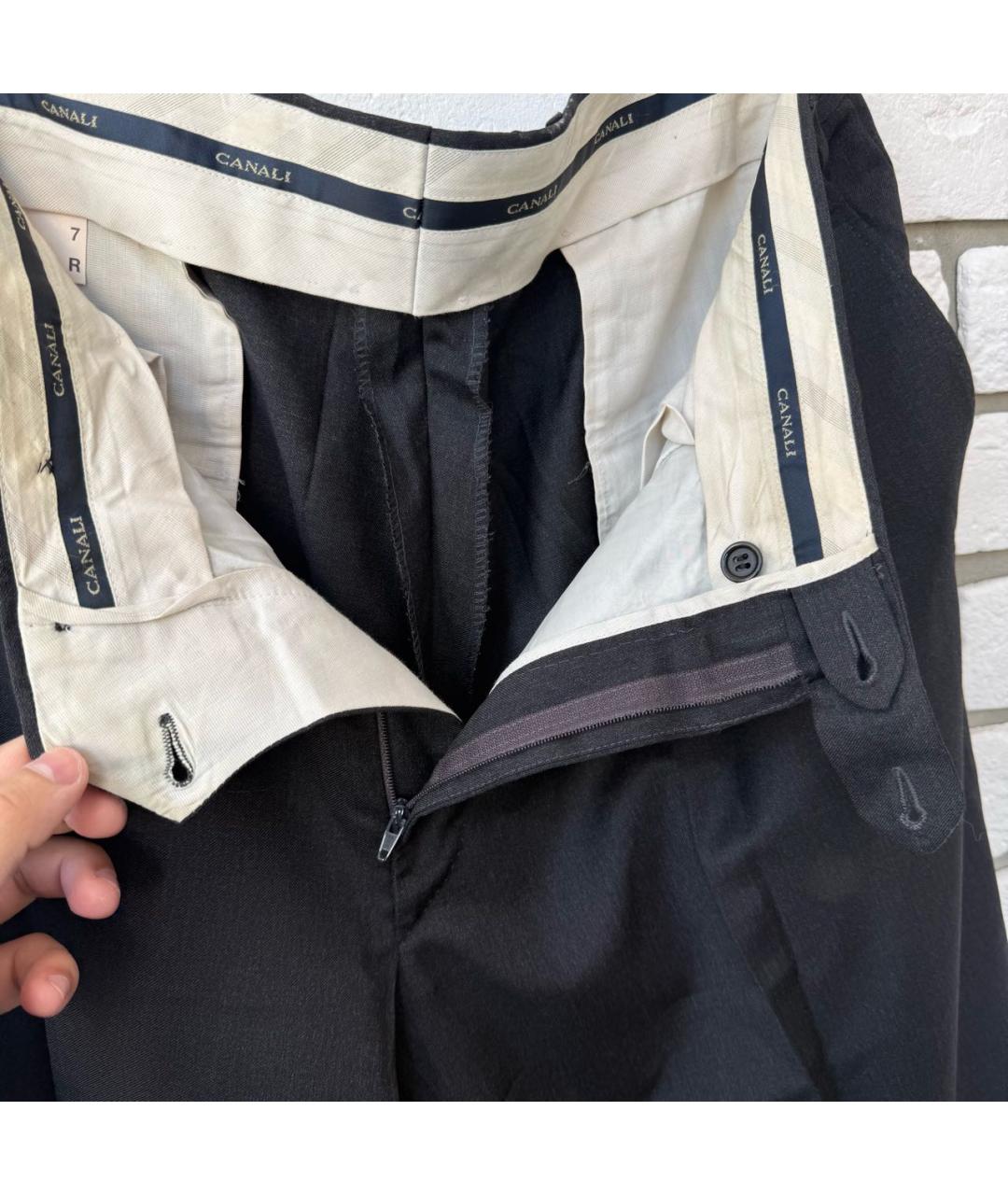 CANALI Черные шерстяные классические брюки, фото 4