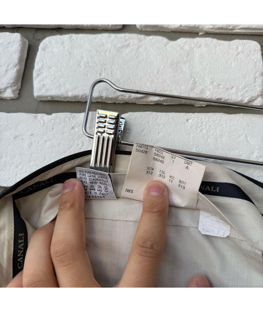 CANALI Черные шерстяные классические брюки, фото 6