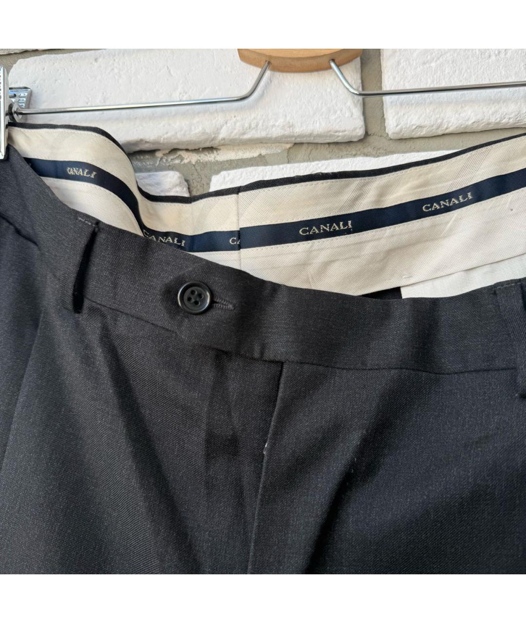 CANALI Черные шерстяные классические брюки, фото 3
