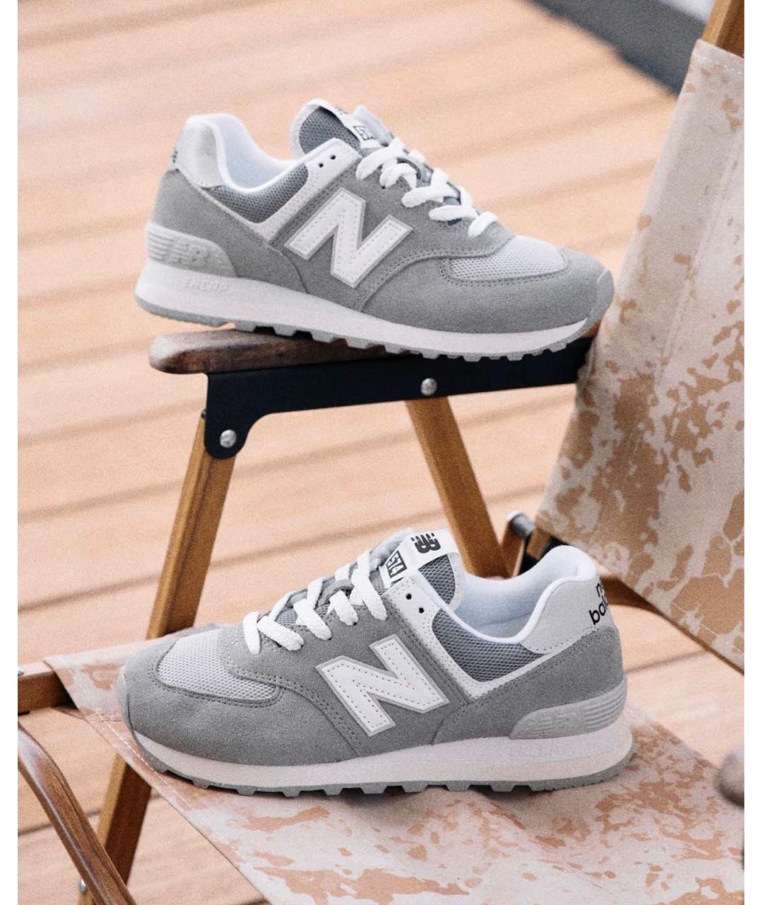 NEW BALANCE Серые замшевые низкие кроссовки / кеды, фото 2