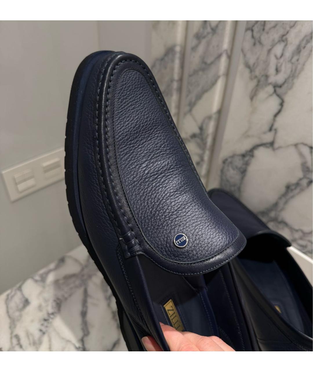 ZILLI Темно-синие кожаные лоферы, фото 6