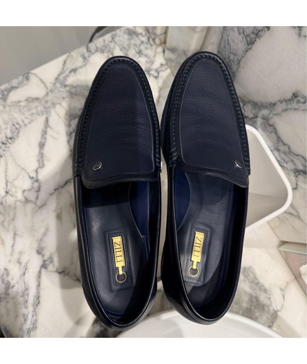 ZILLI Темно-синие кожаные лоферы, фото 3