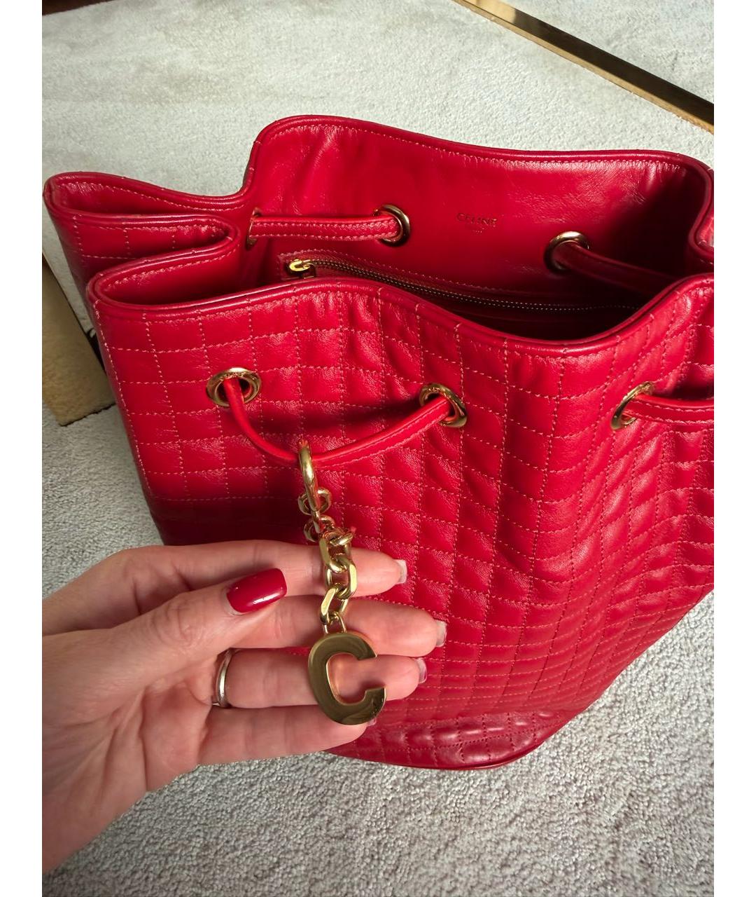 CELINE Красный кожаный рюкзак, фото 7