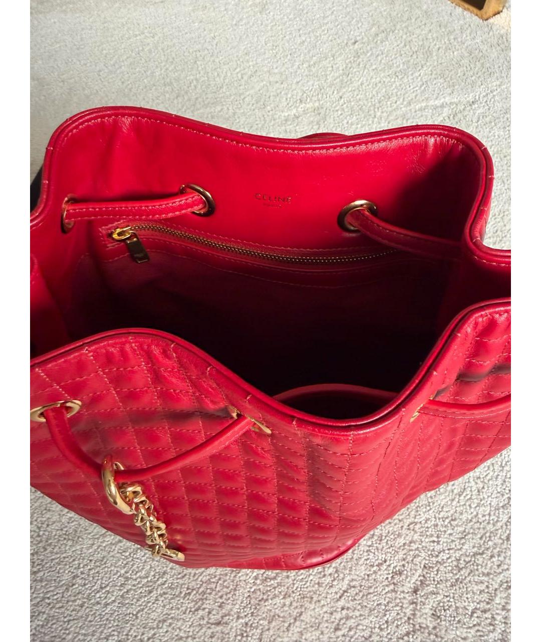 CELINE Красный кожаный рюкзак, фото 4