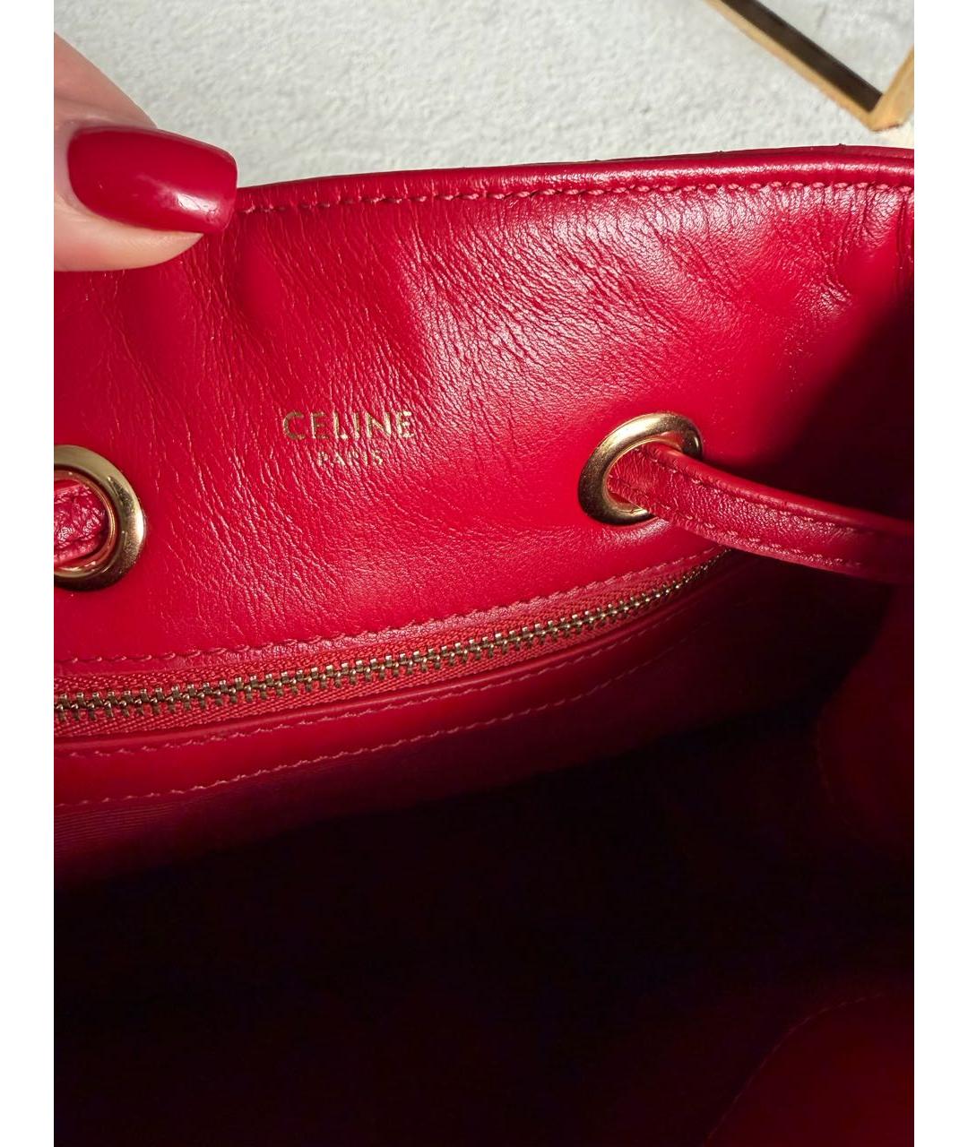 CELINE Красный кожаный рюкзак, фото 8