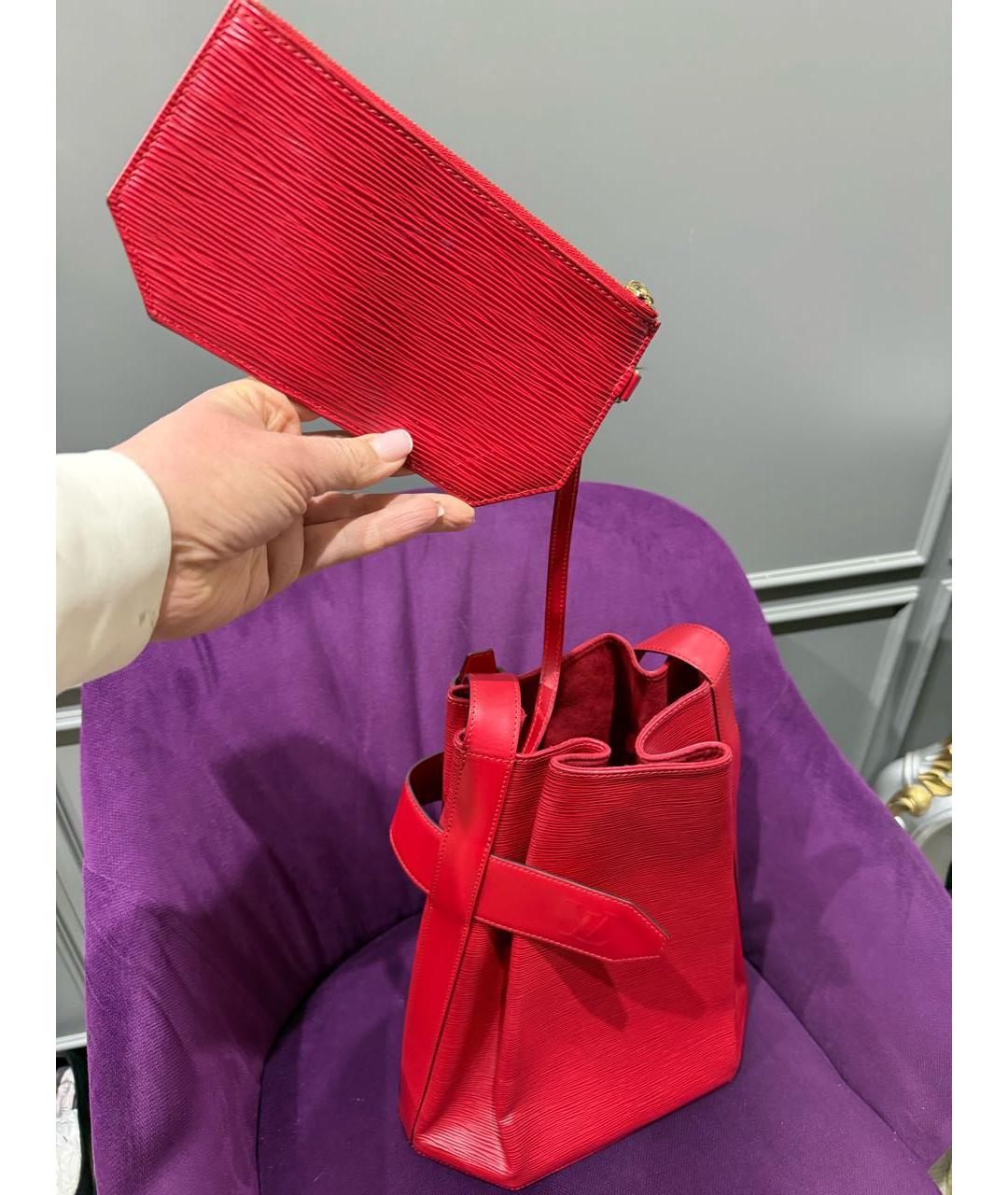 LOUIS VUITTON Красная кожаная сумка через плечо, фото 5