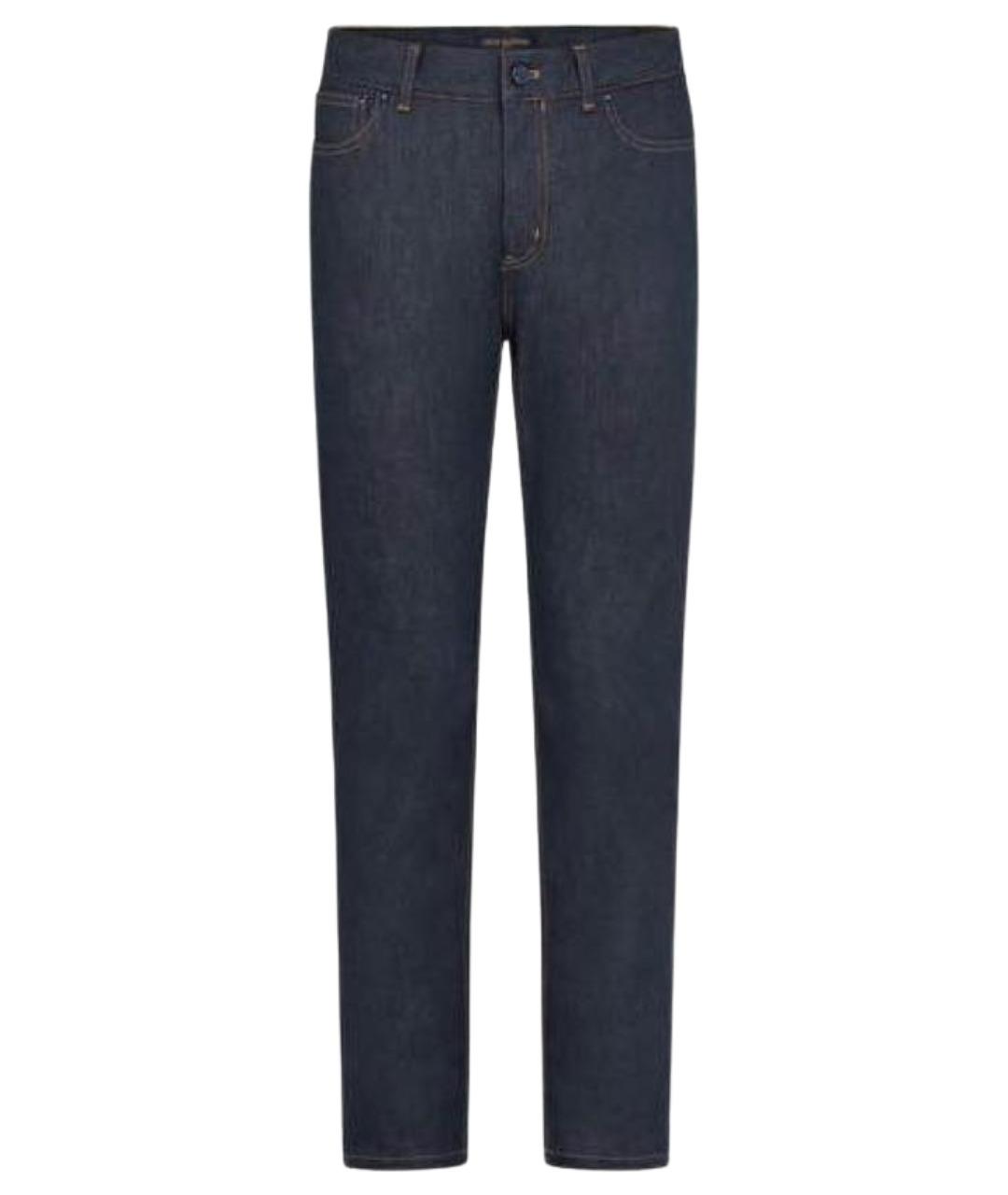 LOUIS VUITTON Темно-синие хлопко-эластановые джинсы скинни, фото 1