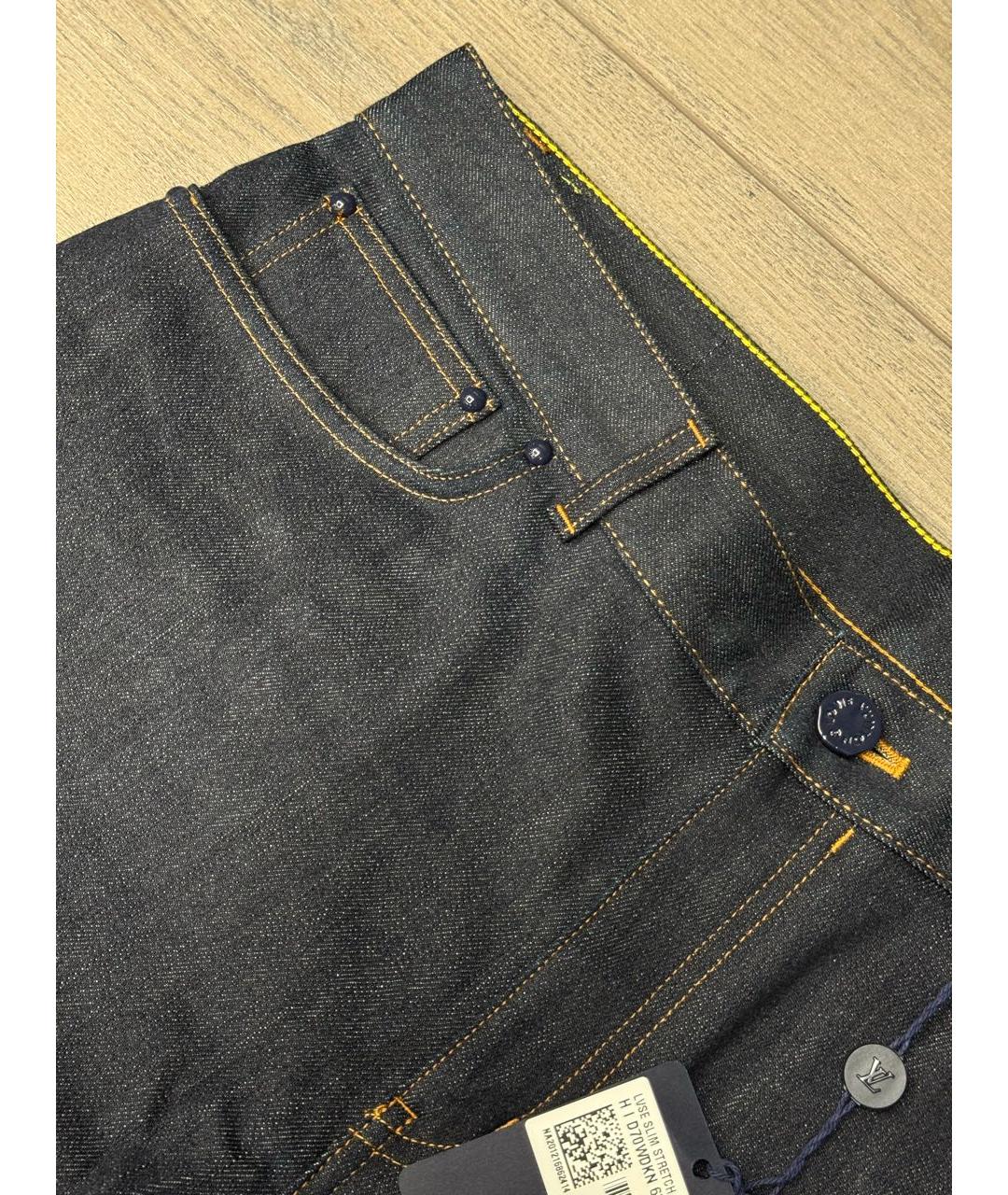 LOUIS VUITTON Темно-синие хлопко-эластановые джинсы скинни, фото 5