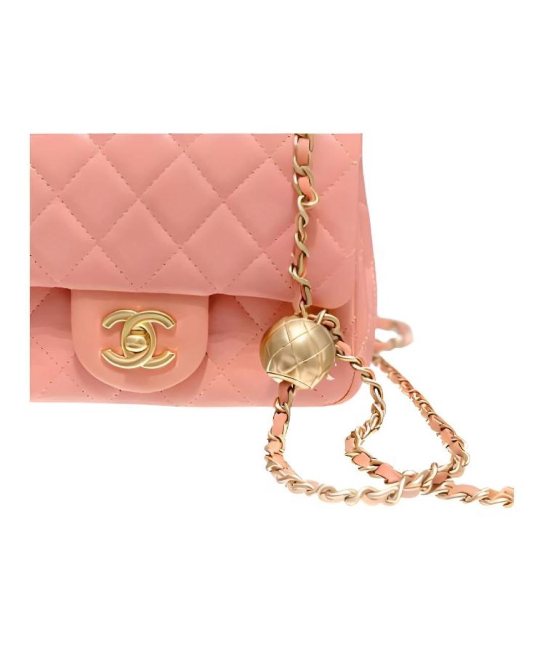 CHANEL Коралловая кожаная сумка через плечо, фото 4