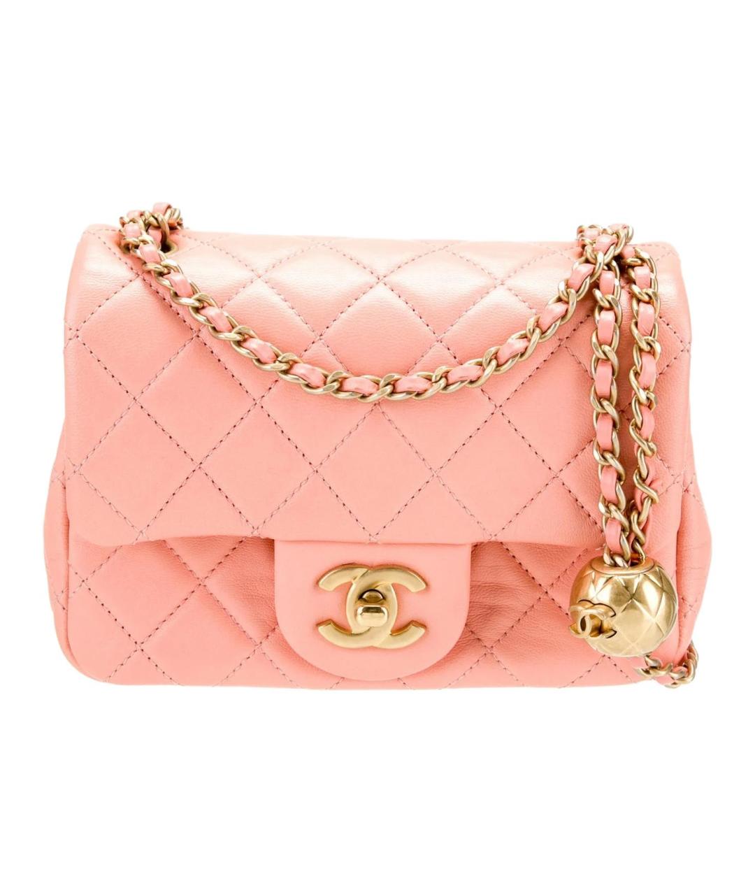 CHANEL Коралловая кожаная сумка через плечо, фото 3