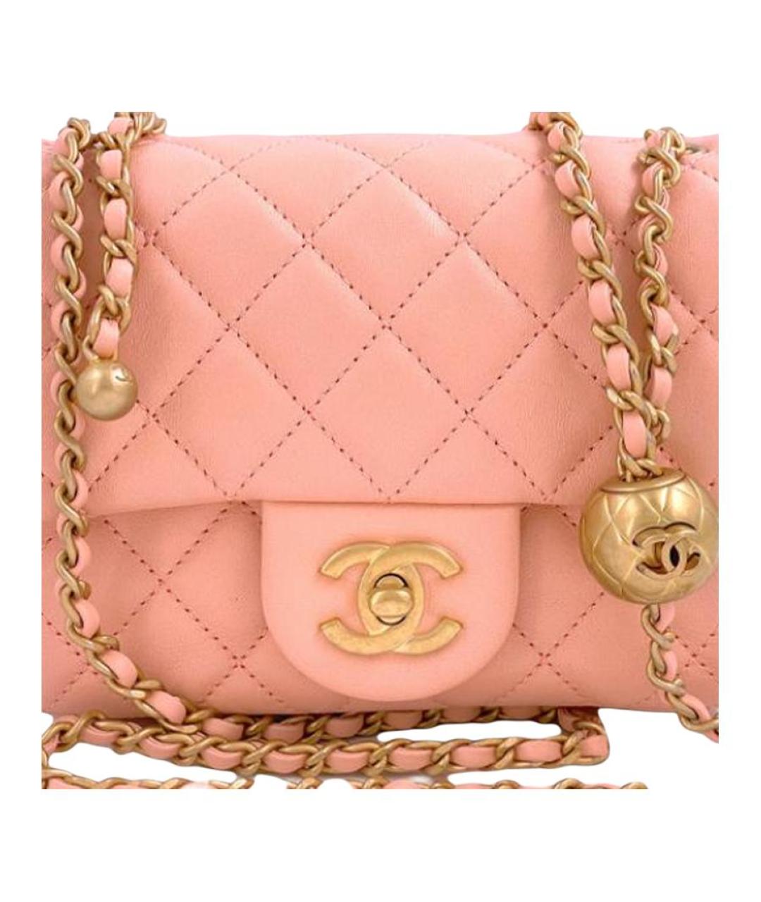 CHANEL Коралловая кожаная сумка через плечо, фото 5