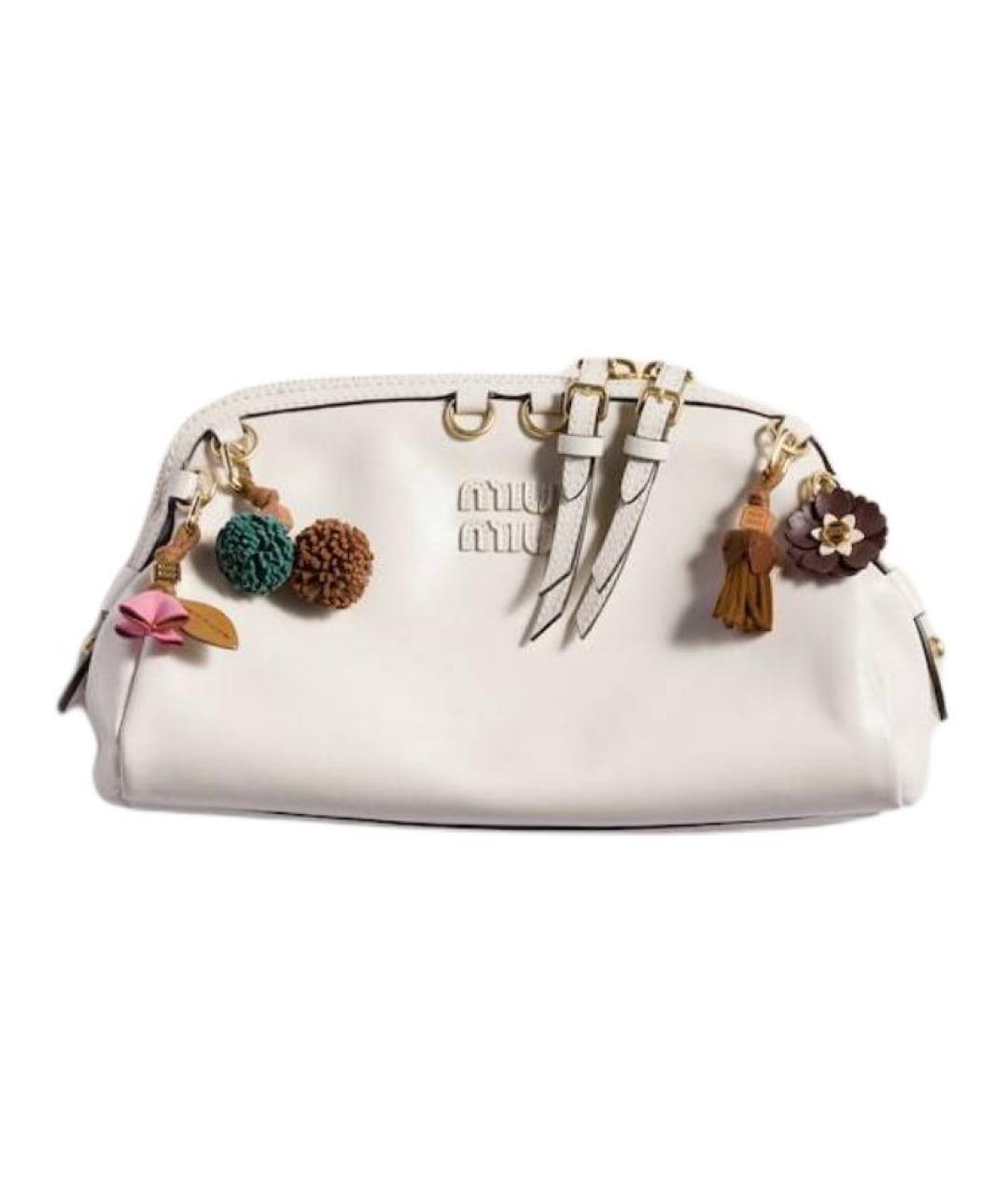 MIU MIU Белая кожаная сумка через плечо, фото 2