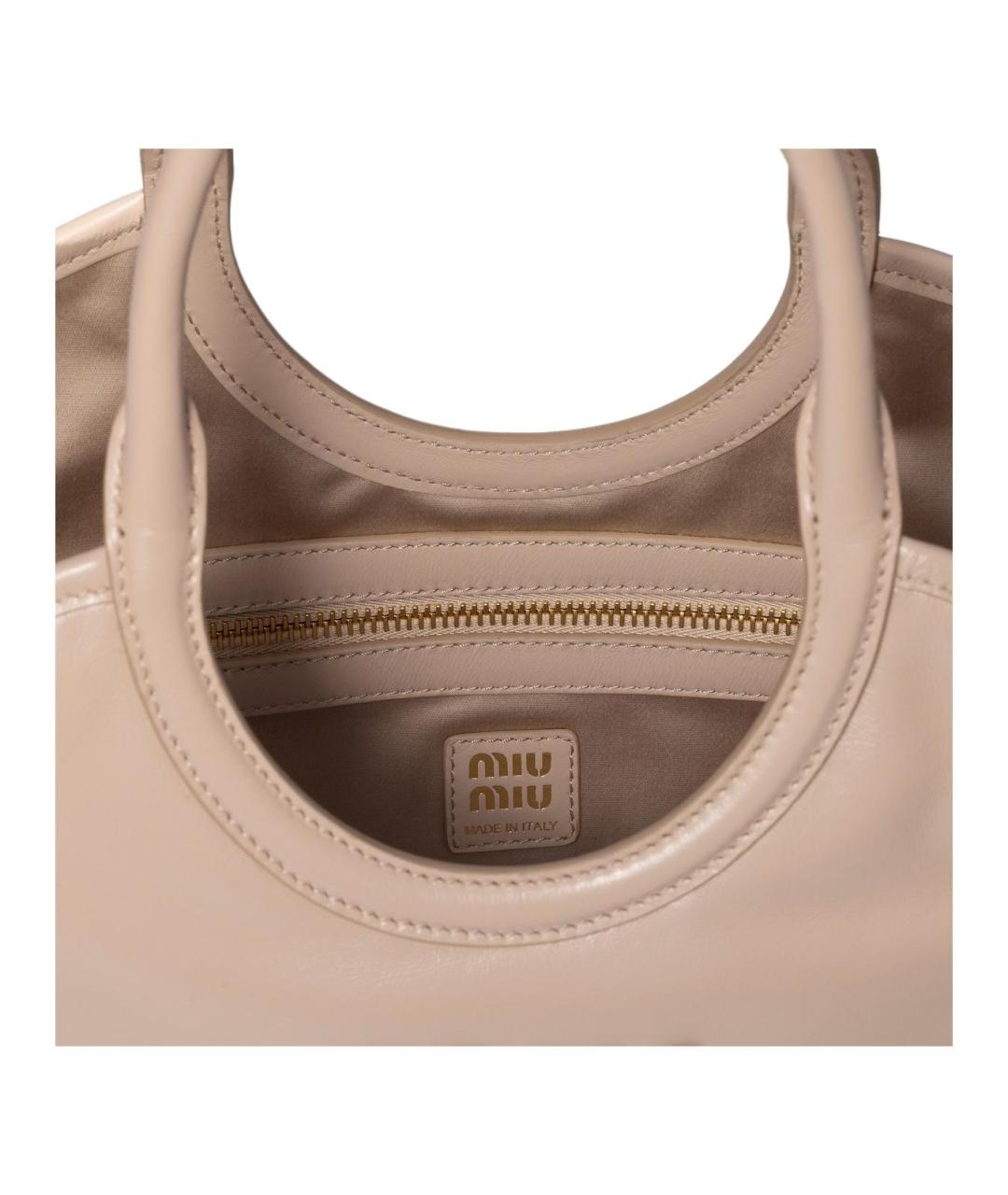 MIU MIU Бежевая кожаная сумка тоут, фото 4
