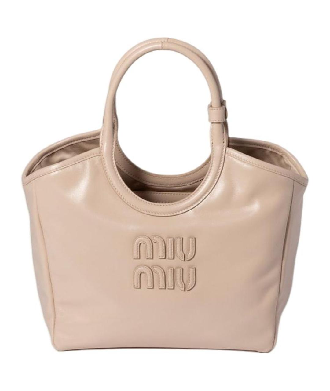 MIU MIU Бежевая кожаная сумка тоут, фото 1