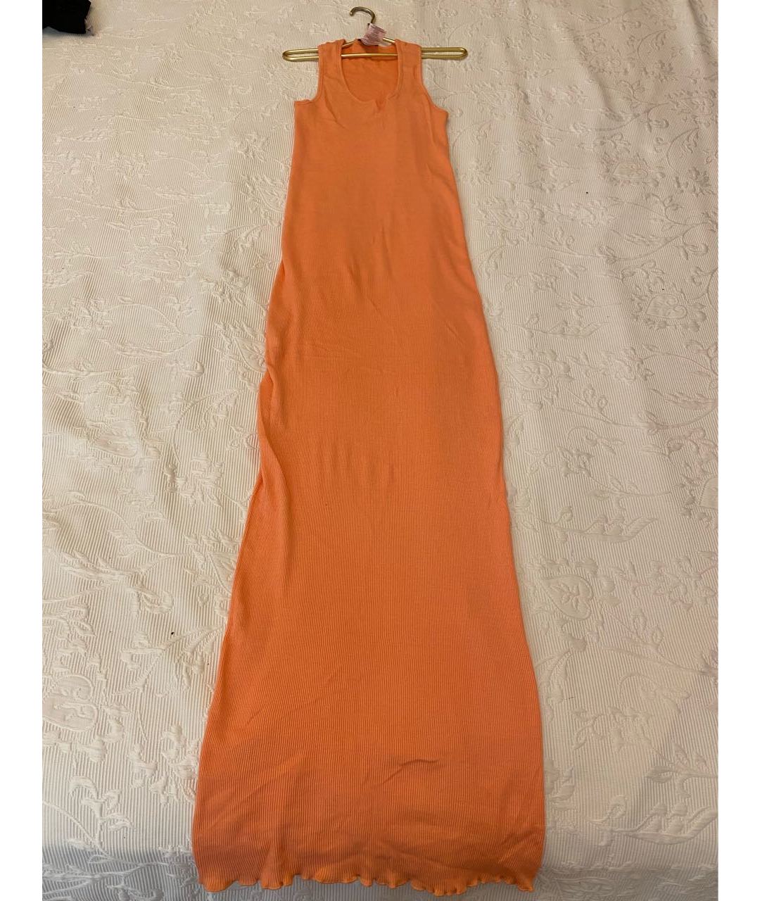PINKO Коралловое хлопко-эластановое повседневное платье, фото 2
