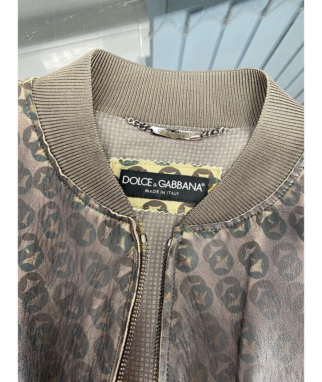 DOLCE&GABBANA Коричневая кожаная куртка, фото 3