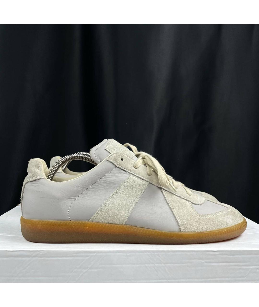 MAISON MARGIELA Бежевые низкие кроссовки / кеды из искусственной кожи, фото 7