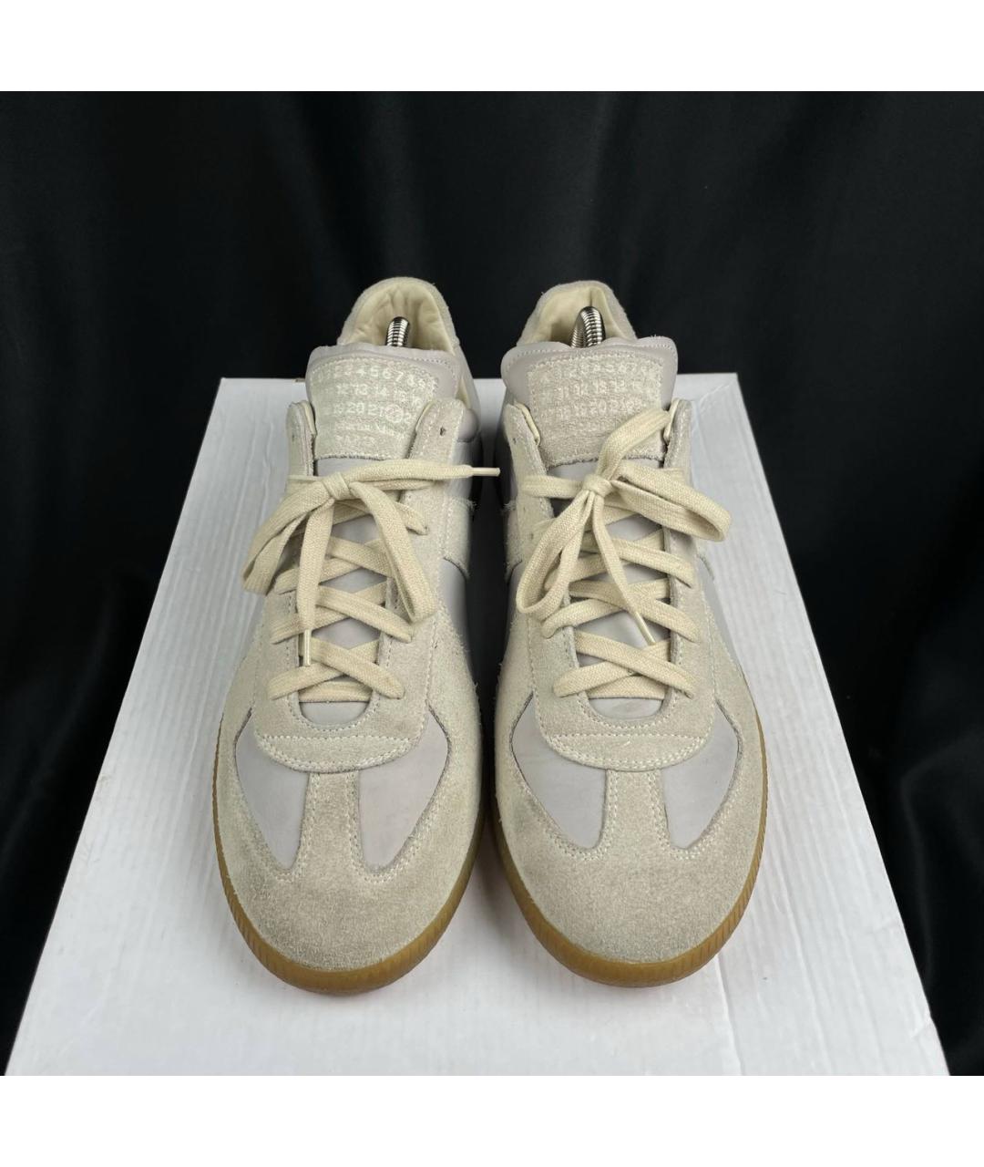 MAISON MARGIELA Бежевые низкие кроссовки / кеды из искусственной кожи, фото 2