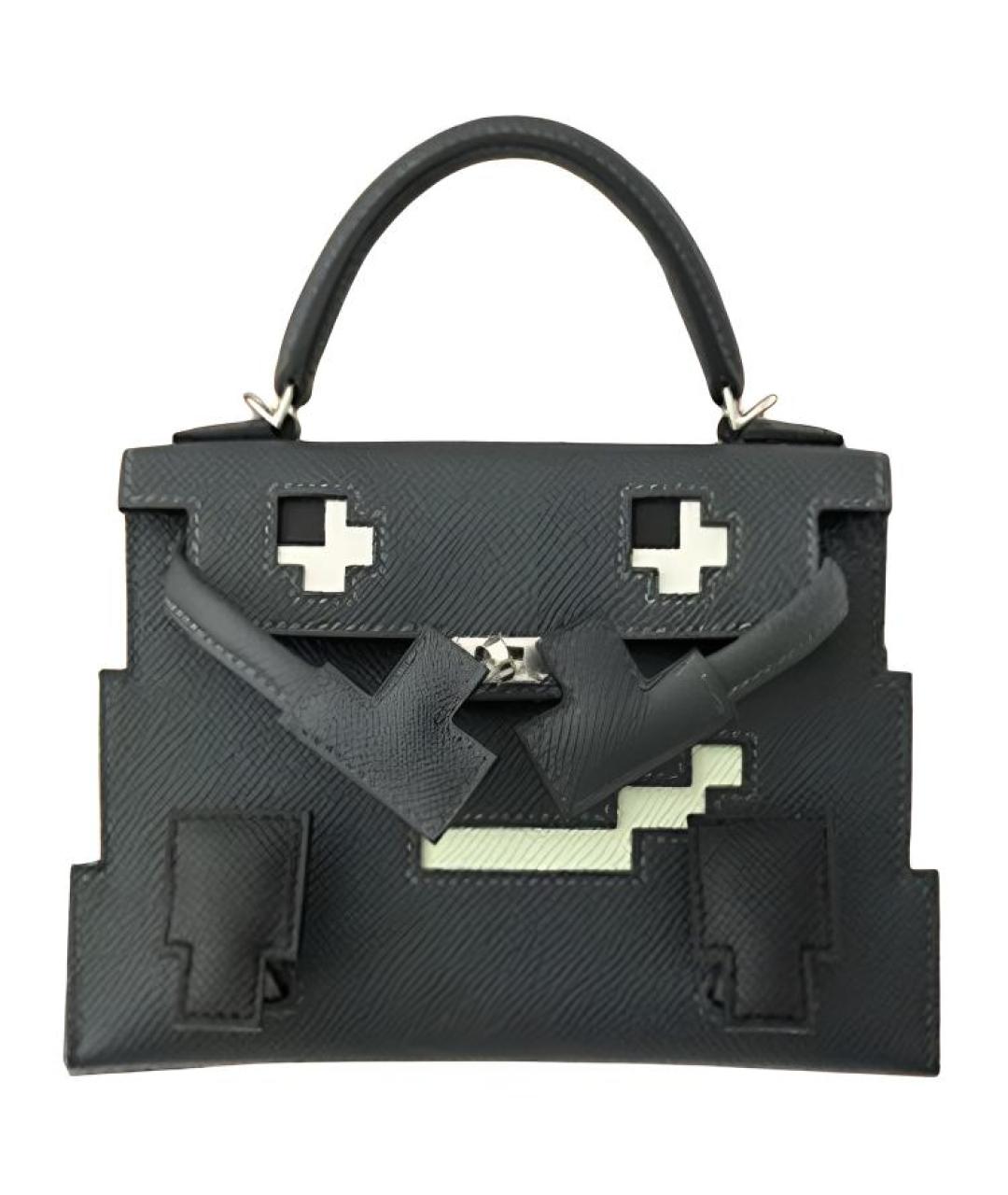 HERMES Черная кожаная сумка с короткими ручками, фото 1