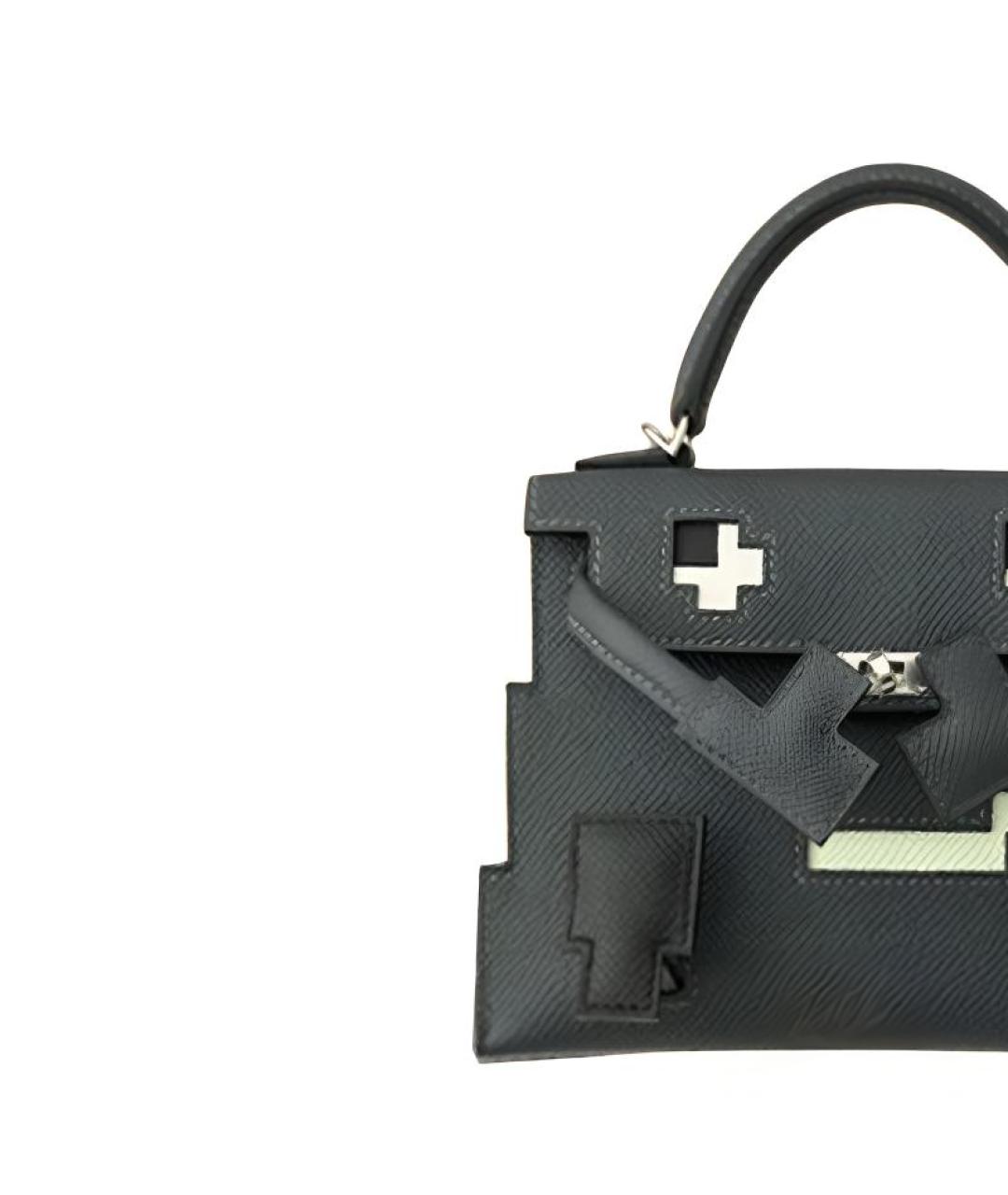 HERMES Черная кожаная сумка с короткими ручками, фото 3