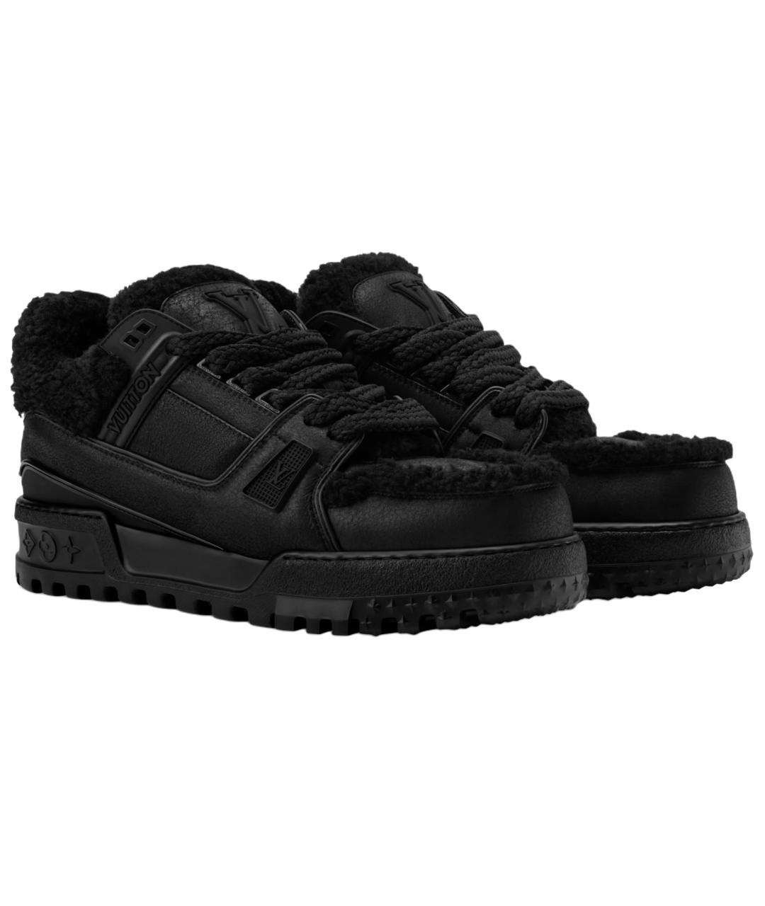 LOUIS VUITTON Черные кожаные низкие кроссовки / кеды, фото 3