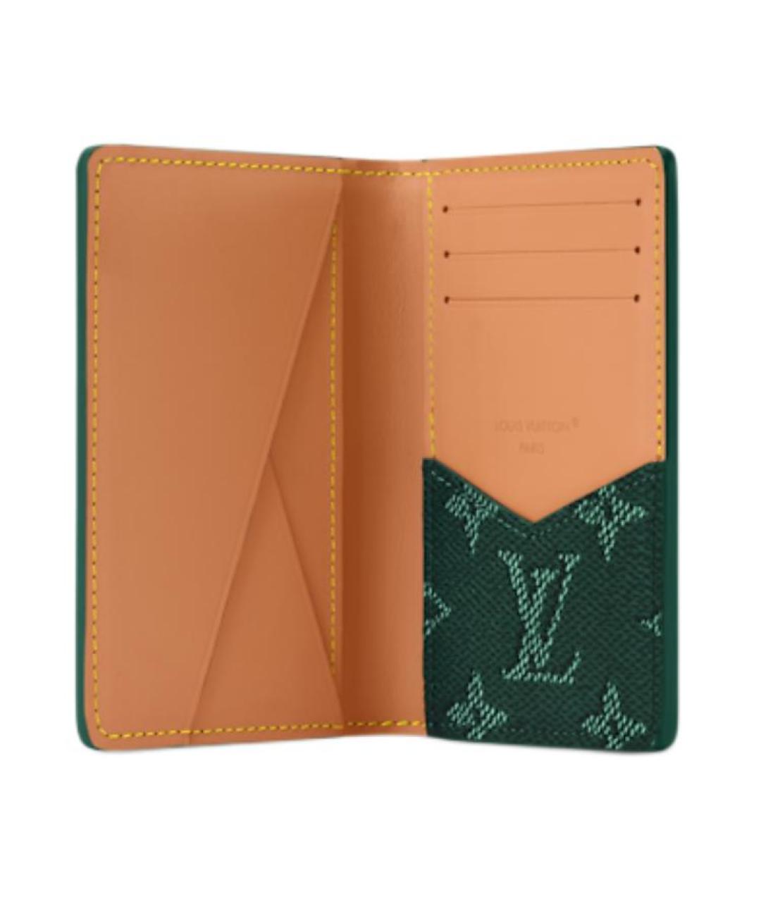 LOUIS VUITTON Зеленый кожаный кардхолдер, фото 4