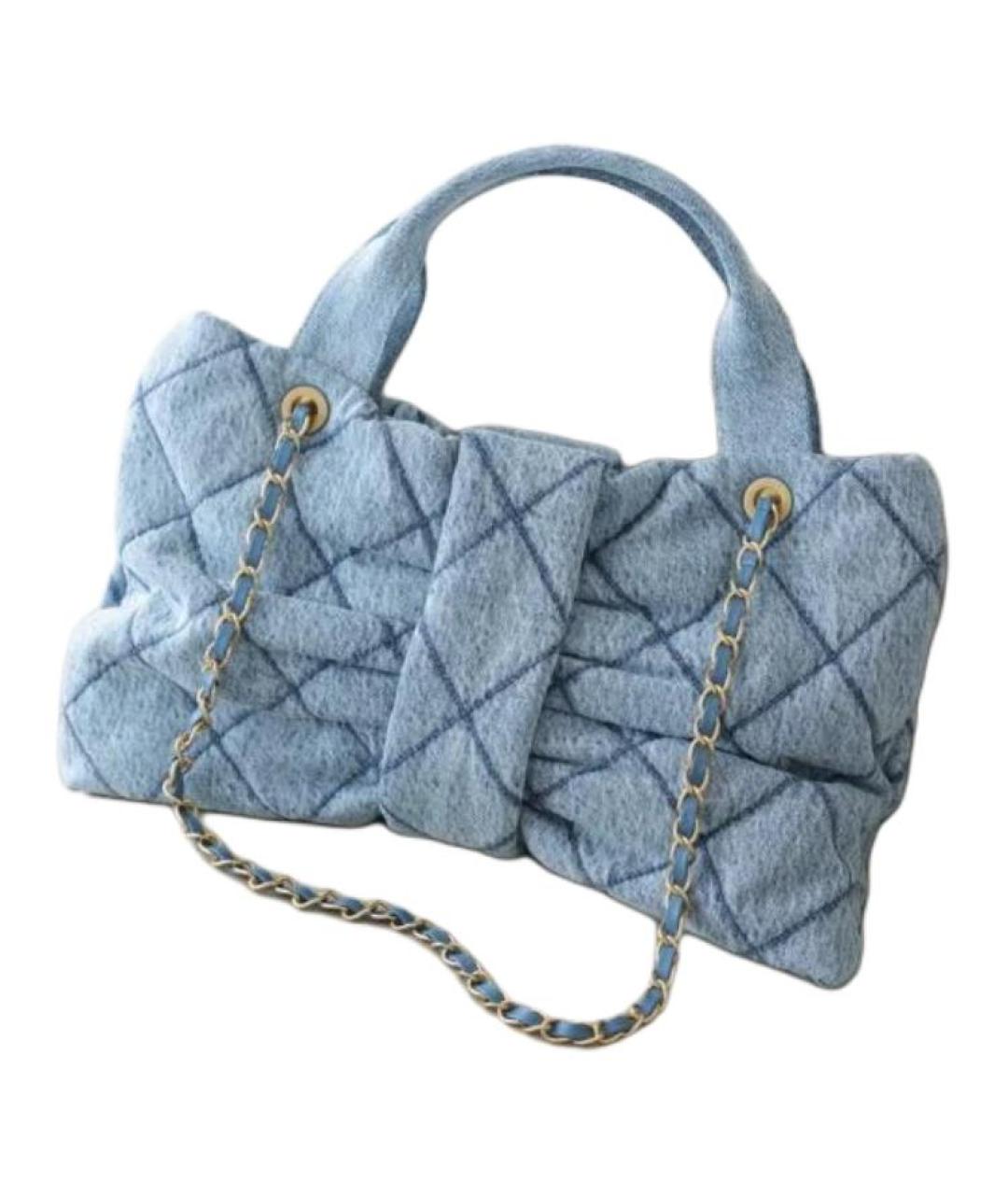 CHANEL Голубая деним сумка через плечо, фото 3